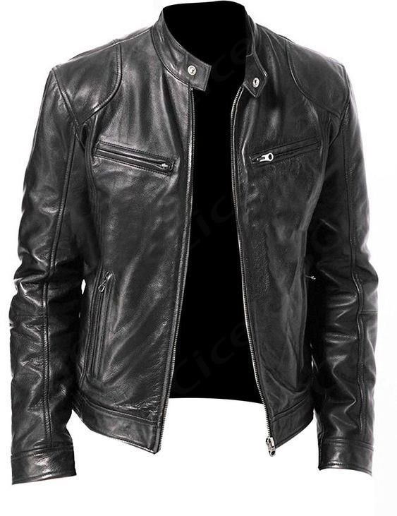 Classic Black Leather Motorcycle Jacket