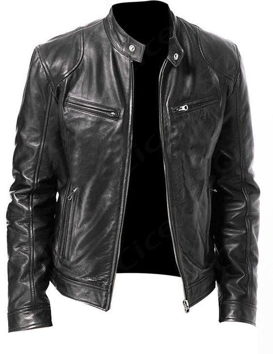 Classic Black Leather Motorcycle Jacket